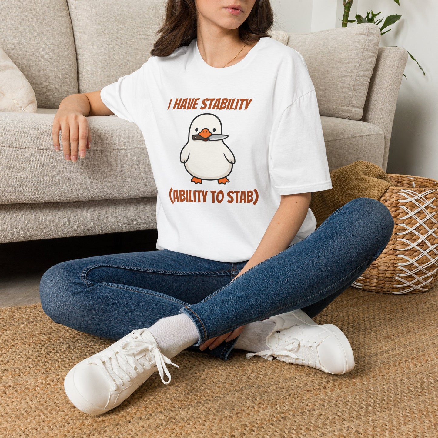 I Have Stability (Ability to Stab) Duck T-Shirt | Cute Funny Graphic Tee